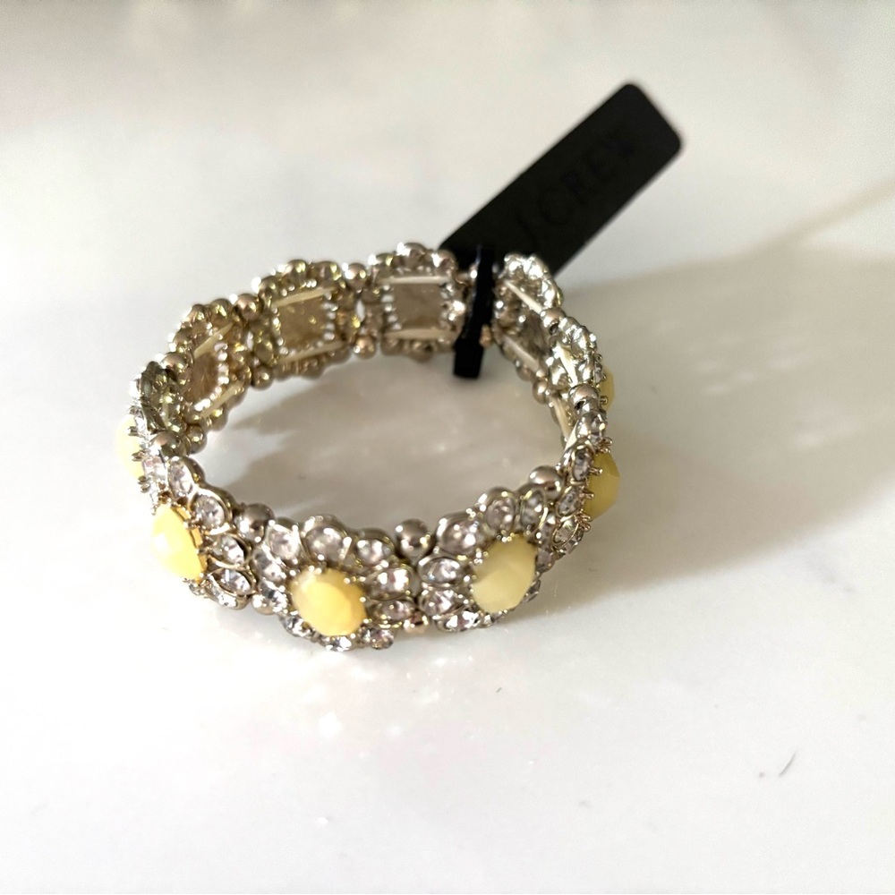 J.CREW•yellow stone & crystal elegant stretch bracelet NWT